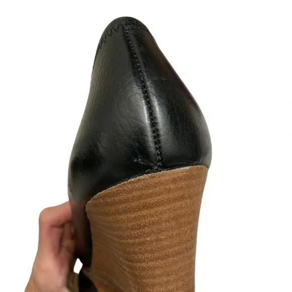Tory Burch black leather wedge pumps 10